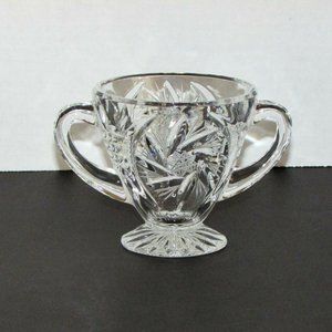 Vintage Crystal Sugar Bowl with Handles Pinwheel Pattern